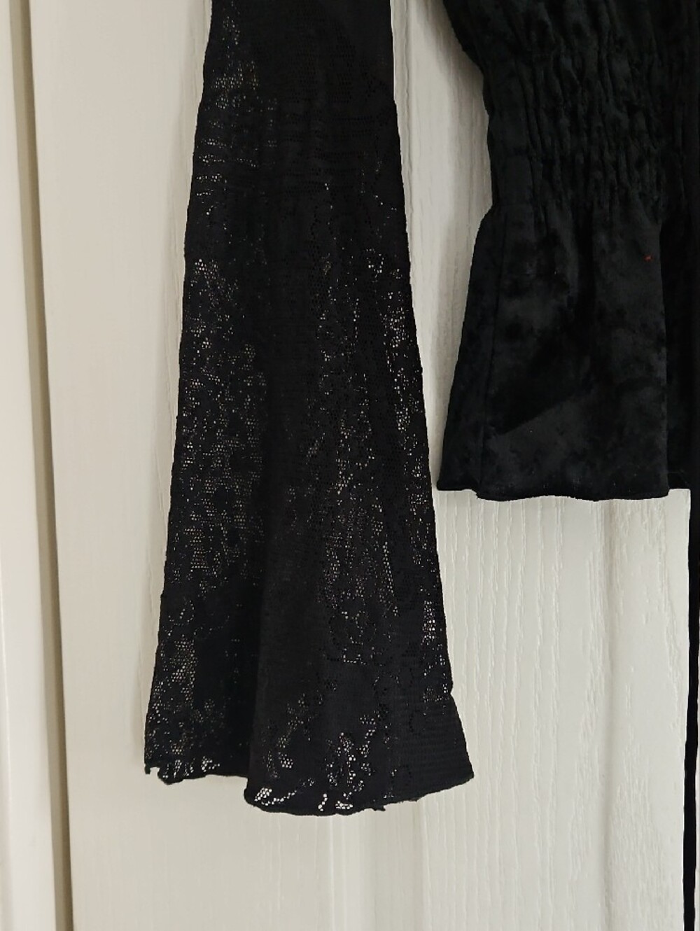 XOXO Black Velvet Lace Peplum Blouse - Picture 4 of 5